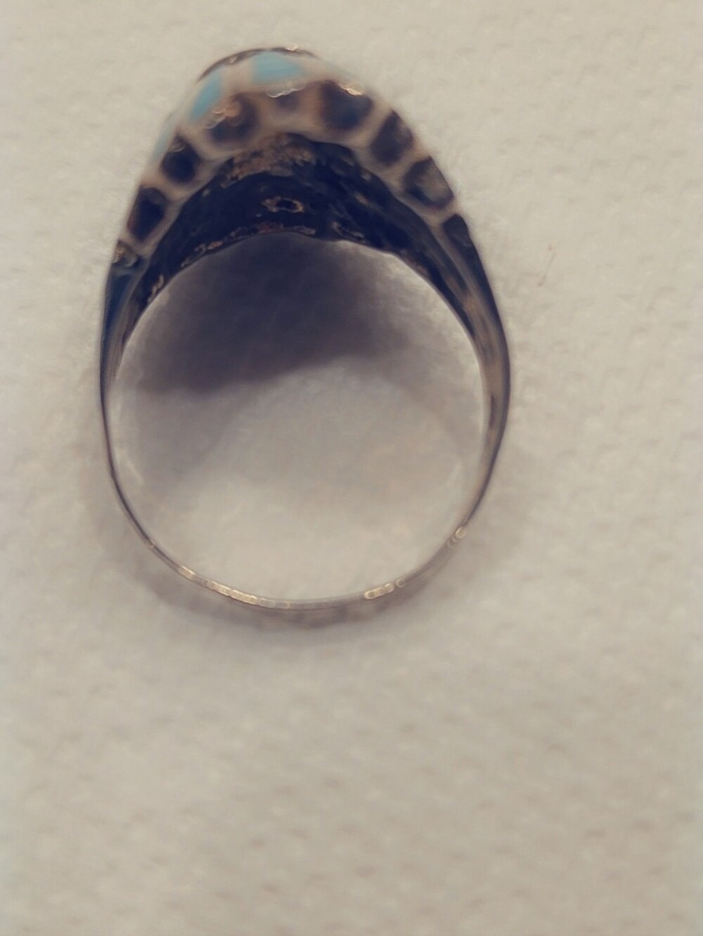 Estate Sterling Silver Turquoise Gemstone Ring Sz 13 - Picture 4 of 5